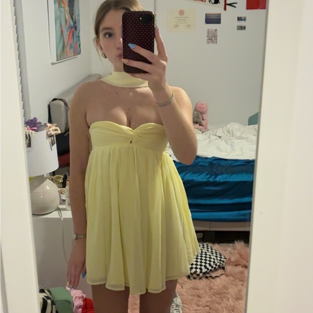 Peppermayo Yellow Strapless Dress